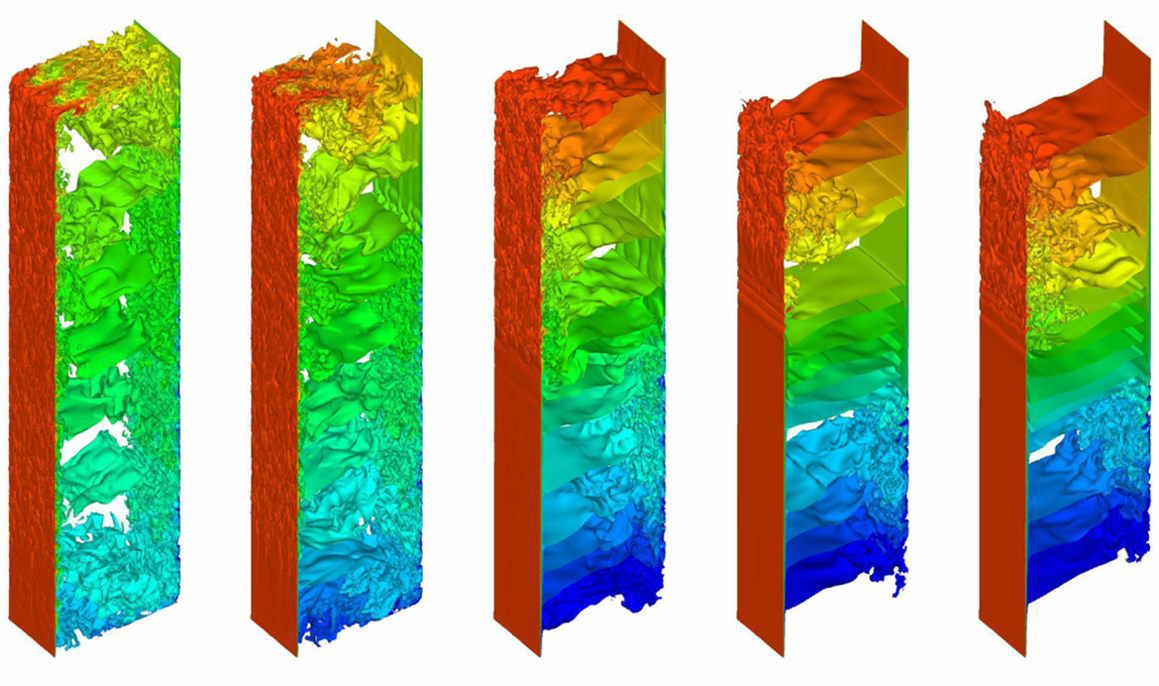 Direct Numerical Simulation of Buoyancy-Driven turbulent flows: Instantaneous temperature maps showing evolution to statistically stationary state